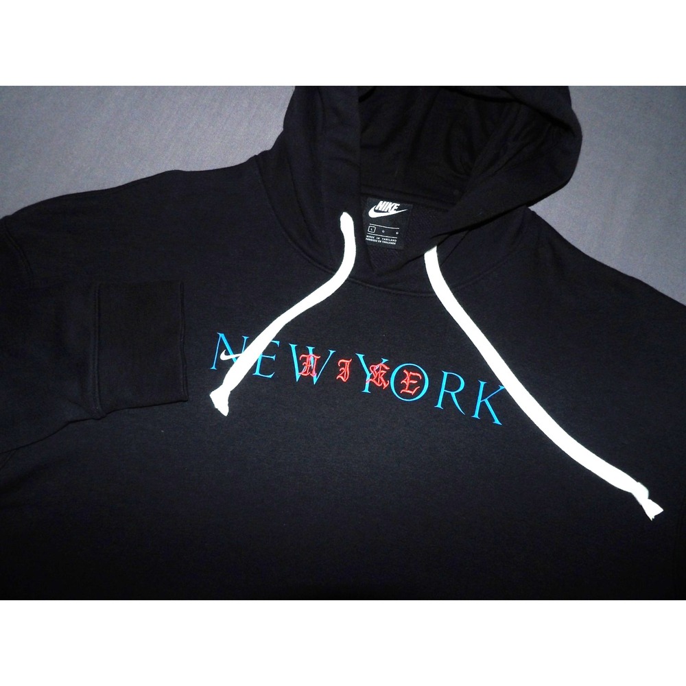 Nike Black Pull Over Draw String NYC New York City Hoodie Sweatshirt Men's Large
